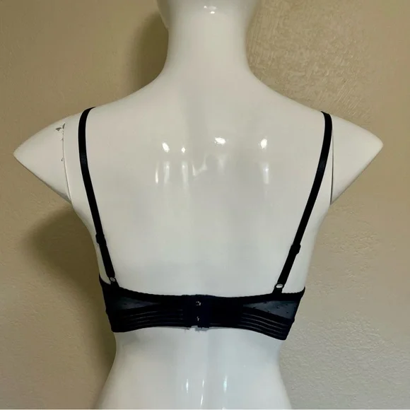 Black Stretchy Polka Dots Mesh Padded Bra Size Medium - Picture 5 of 9